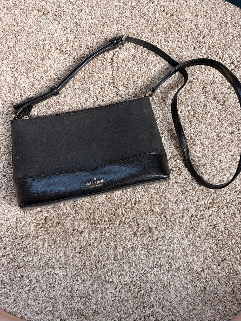 kate spade Black Leather & Fabric Crossbody Bag